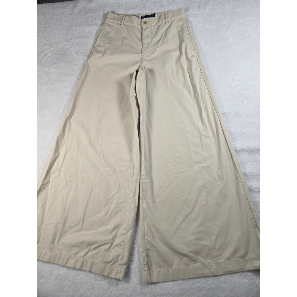 Polo Ralph Lauren Womens Tan Khaki High Rise Extra Wide Leg Cotton Trousers 0